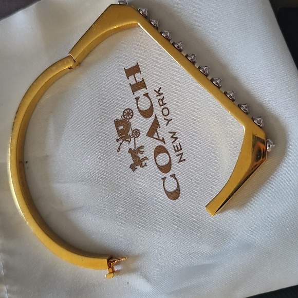 Coach Gold Bangle with Silver Rivets - Picture 3 of 4